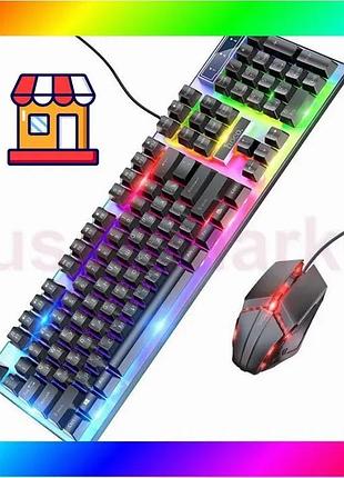 Bs проводная клавиатура с best mix мышью hoco gm18 ru/eng раскладка с подсветкой чёрная bas77/n