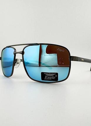 Сонцезахисні окуляри eagle polarized ea2806 c.05p срібляста оправа, чорні дзеркальні лінзи з поляризацією, флекси