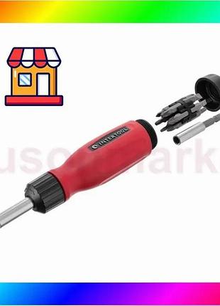 Bs викрутка реверсивна з best mix комплектом насадок 12 од intertool vt-1003 bas77/n
