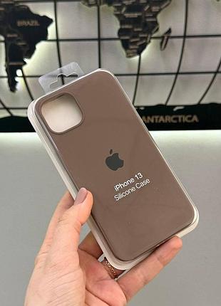 Чехол silicone case с микрофиброй для iphone 13,силиконовый чехол-накладка для айфон 13 (коричневый)