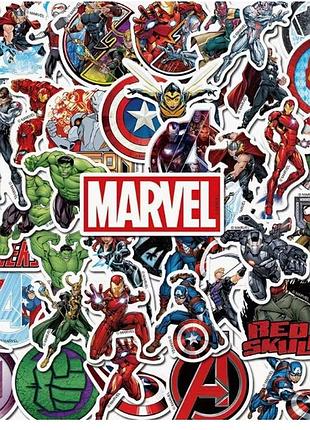 Набір наклейок marvel, 52 шт., від 3 до 6 см, вінілові стікери супергерої