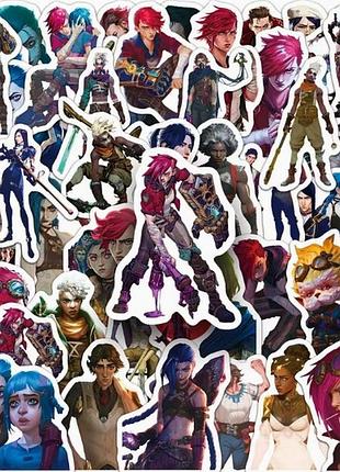 Набір наклейок arcane / league of legends, 50 шт., до 5 см, вінілові стікери