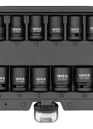 Набір головок торцевих ударних yato 6-гран з квадрат 1/2", m10- m27 мм. 14 шт.+ перех. на квадр 3/8"