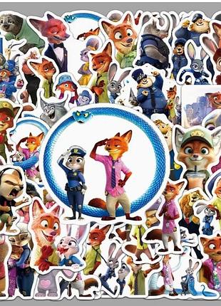 Набір наклейок зоотрополіс-2 (zootopia), 50 шт., 4–6 см, вінілові стікери