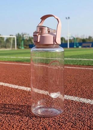 Пляшка для води willpower 2 л спортивна з трубочкою та шкалою часу пластикова – мотиваційна пляшка для спорту beige