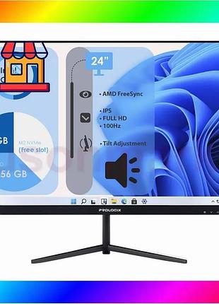 Bs моноблок неттоп hp prodesk 600 g3 s1151 (core i3-6100t/ddr4 8gb/ssd256gb sata/wi-fi); монітор 24" bas77/n