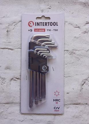 Набір ключів г-подібних torx подовжених 9 шт., т10-т50, cr-v intertool ht-0608