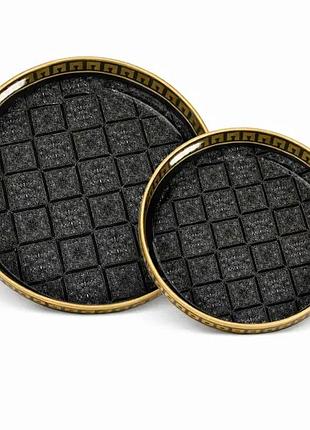 Набір підносів декоративних black spirit 2 штуки 37/32.5 см чорний hp-hk-b3