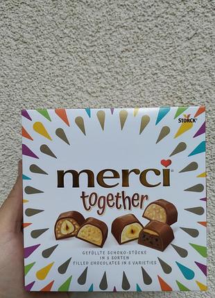 Конфеты merci together 175 г - подарочный набор шоколада, ассорти 5 вкусов, германия strack