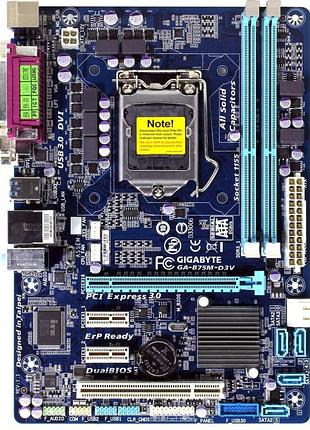 Надійна плата lga1155 gigabyte ga-b75m-d3v rev 1.1 usb 3.0 / sata3 підтримує intel core - i7,i5,i3 3го покоління !