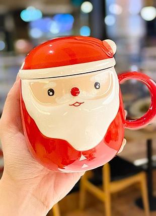Кружка с крышкой новогодняя santa claus 3 13716 350 мл