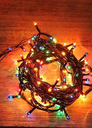 Гирлянда светодиодная от сети с черным проводом y25-02 19601 3.5 м 100 led мультиколор