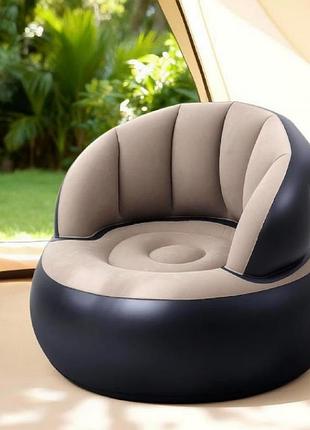 Надувное кресло bitek airseat 85×74 см, пвх велюр, до 100 кг, с насосом, бежевое