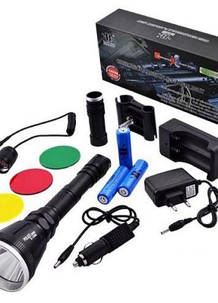 Ліхтар тактичний police bl-q3888 t6, 1180 lumen, 150000w, 3×18650, дальність 800 м, підствольне кріплення, металевий корпус