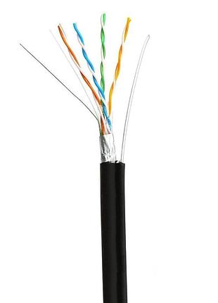 Кабель витая пара atis ftp 4*2*0.5-cu pe mt кат.5е (ftp медь наружная с несяжным тросом) бухта 305м