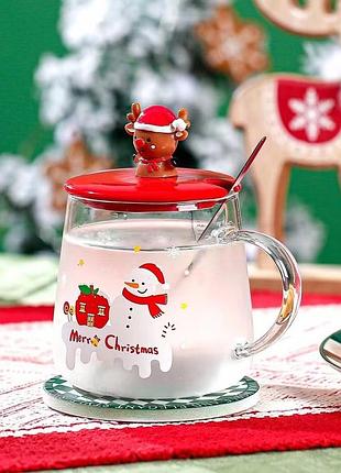 Кружка з кришкою новорічна merry christmas 3 13670 450 мл