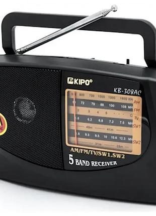Радиоприемник переносной радио на аккумуляторах черное fm фм kipo kb-308ac