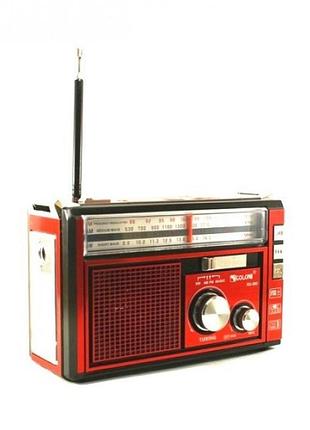 Радиоприемник на аккумуляторе красный колонка с радио и фонариком fm usb microsd golon rx-382