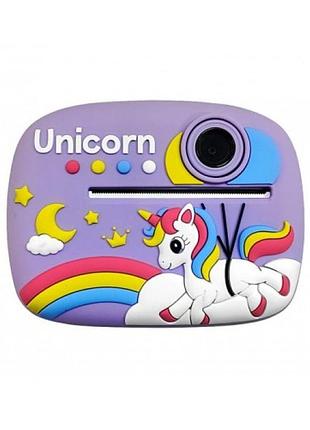 Детский фотоаппарат моментальной печати фото unicorn "единорог" интерактивная игрушка для детей фиолетовый (53439)