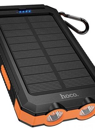 Зовнішній акумулятор power bank hoco j164 platinum solar 8000 mah 10 w, із сонячною панеллю та led-ліхтариком