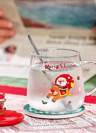 Кружка с крышкой новогодняя merry christmas 2 13669 450 мл