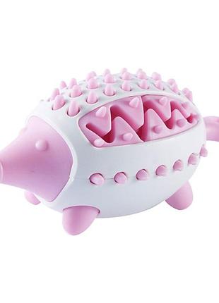 Игрушка-кормушка для животных ежик 11181 14.8х7.2 см розовая