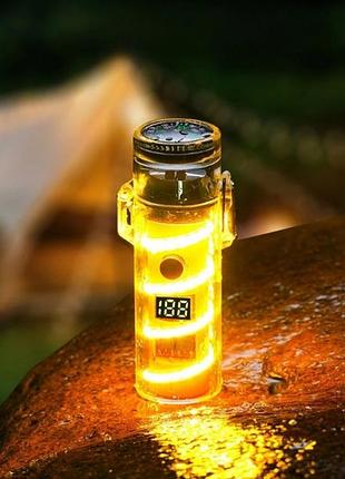 Електроімпульсна чорна запальничка з ліхтариком і компасом дугова usb запальничка