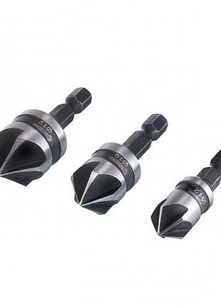 Набор зенкеров 12,16,19 мм 3шт intertool sd-5005