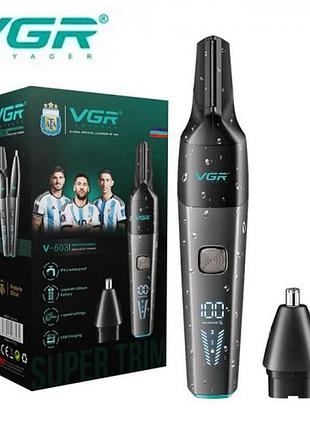 Акумуляторний тример для носа та вух + 2 насадки, vgr v-603 / машинка для стриження волосся в носі