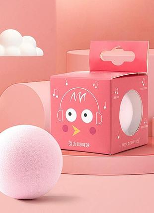 Интерактивная игрушка мячик для кошек со звуками птиц 5922 5 см розовая