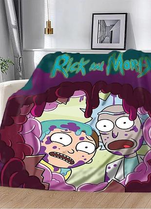 Плед 3d плюшевый на подарок rick and morty 160х200 см