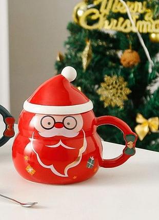 Чашка новорічна керамічна червона merry christmas 480 мл