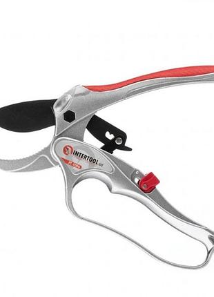 Секатор садовий intertool ft-1006 180 мм, з храповим механізмом та sk5 лезом