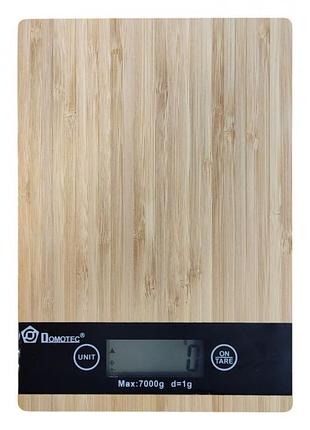 Электронные кухонные весы до 7 кг domotec ms-a деревянные