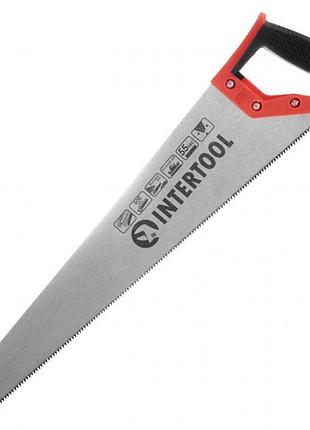 Ножовка ручная intertool ht-3103 по дереву, 500 мм, закалённые зубья, 7 tpi, 55 hrc