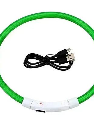 Світлодіодний led нашийник для собак із зарядкою usb, зелений