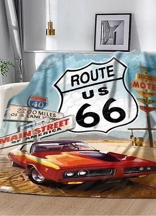 Плед 3d плюшевый а подарок route us 66 160х200 см