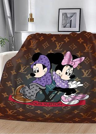 Плед 3d плюшевый мягкий магия и стиль легендарное сочетание louis vuitton и мики маус 160х200 см 160 см, 135 см