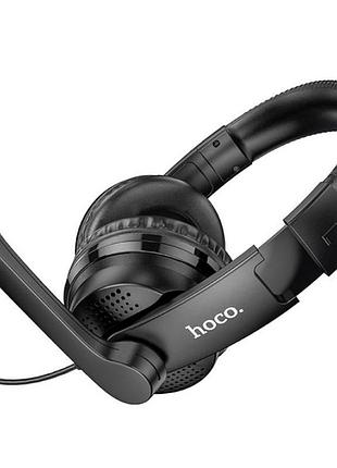 Наушники игровые с микрофоном hoco w103 magic tour aux / usb проводные, с оголовьем черные