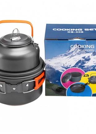 Набір туристичного посуду camping cooking, алюміній, з карабіном