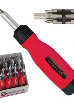 Відвертка реверсивна з комплектом насадок 12 шт intertool vt-1003