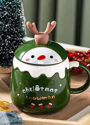 Кружка с крышкой новогодняя merry christmas 2 13699 450 мл