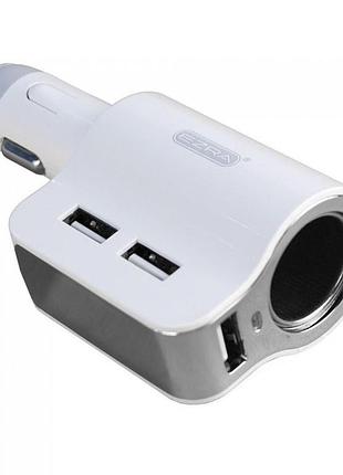 Автомобильное зарядное устройство ezra cr05, 3 usb, 12–24 в, белое