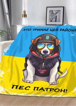 Плед патриотический 3d плюшевый "хто тримає цей район? пес патрон!" 160х200 см