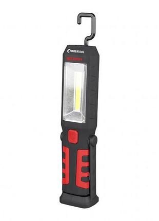 Фонарь подвесной аккумуляторный intertool lb-0145 worklight 270°, led 1вт, cob 3вт, 200лм