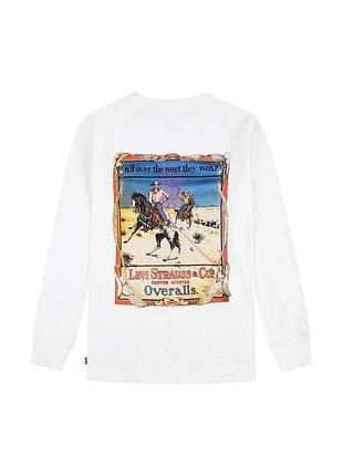 Бавовняний дитячий лонгслів levi's giddy up ls tee для хлопчика молочний (428 pvu white (92 (2a))
