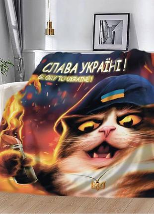 Плед патриотический плюшевый 3d кошачья революция 160х200 см 160 см, 135 см