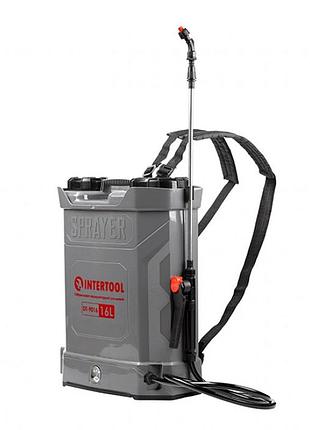 Обприскувач intertool dt 9016 акумуляторний ранцевий, обєм 16 л, продуктивність 3.1 л хв, акумулятор 12 в 8 аг