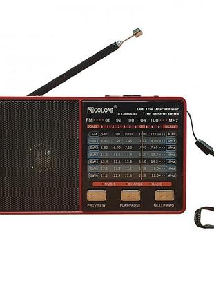 Радиоприёмник с фонариком fm usb microsd golon rx-8866bt с bluetooth на аккумуляторе красный