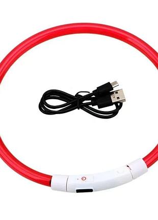 Світлодіодний led нашийник для собак із зарядкою usb, червоний